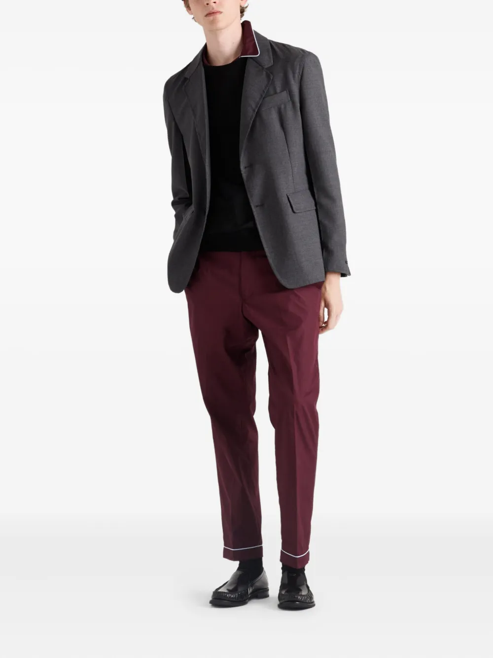 Prada piped-pocket cotton shirt Rood