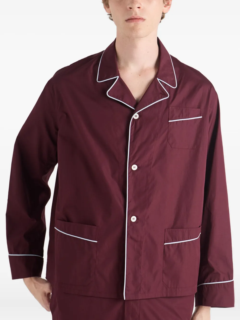 Prada piped-pocket cotton shirt Rood