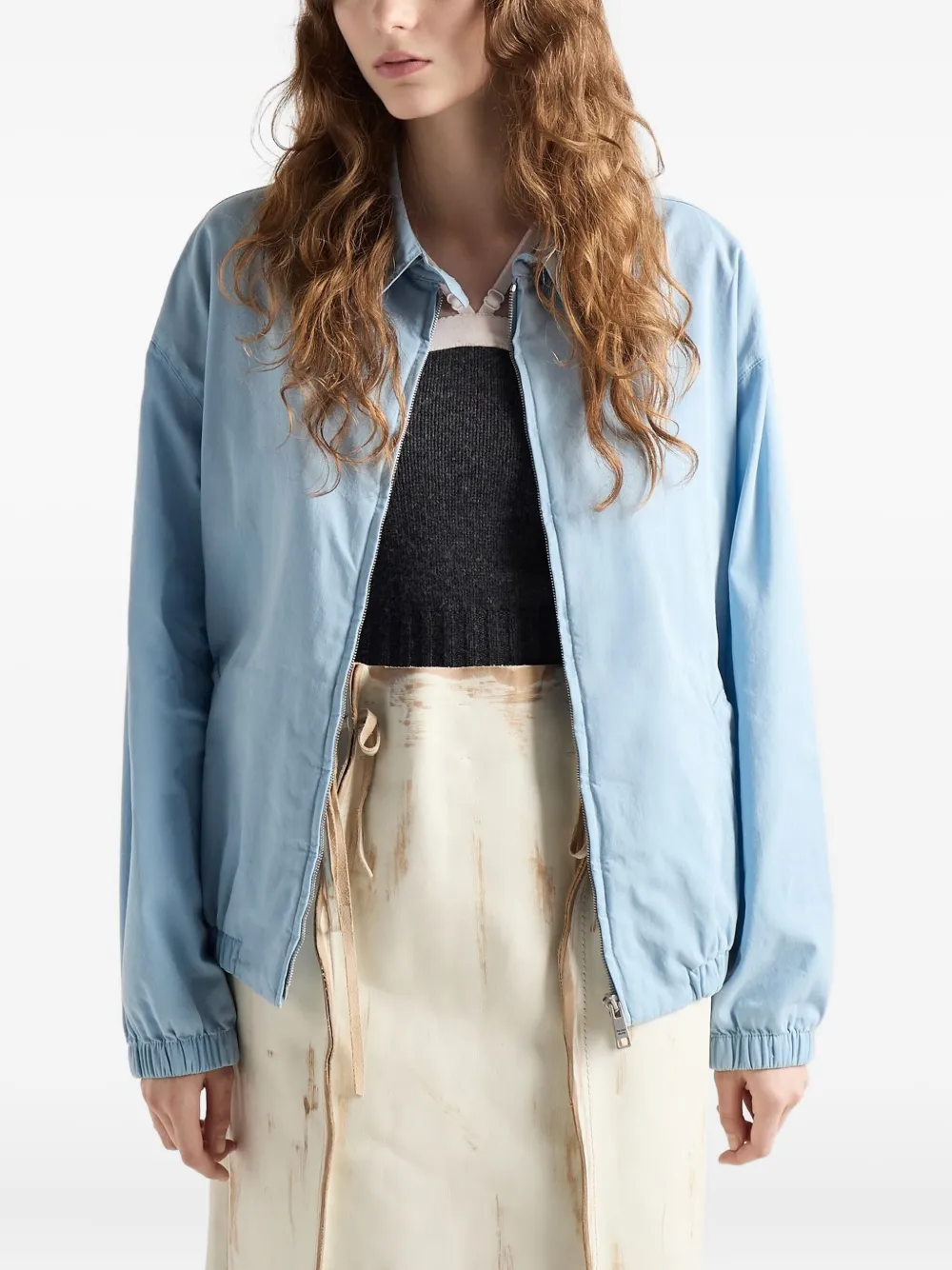 Prada Verstelbare ribgebreide top Grijs
