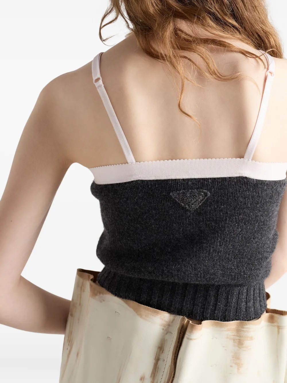 Prada Verstelbare ribgebreide top Grijs