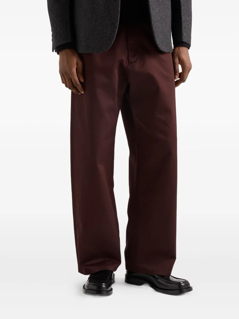 Prada Triangle-logo Cotton Trousers In Burgundy