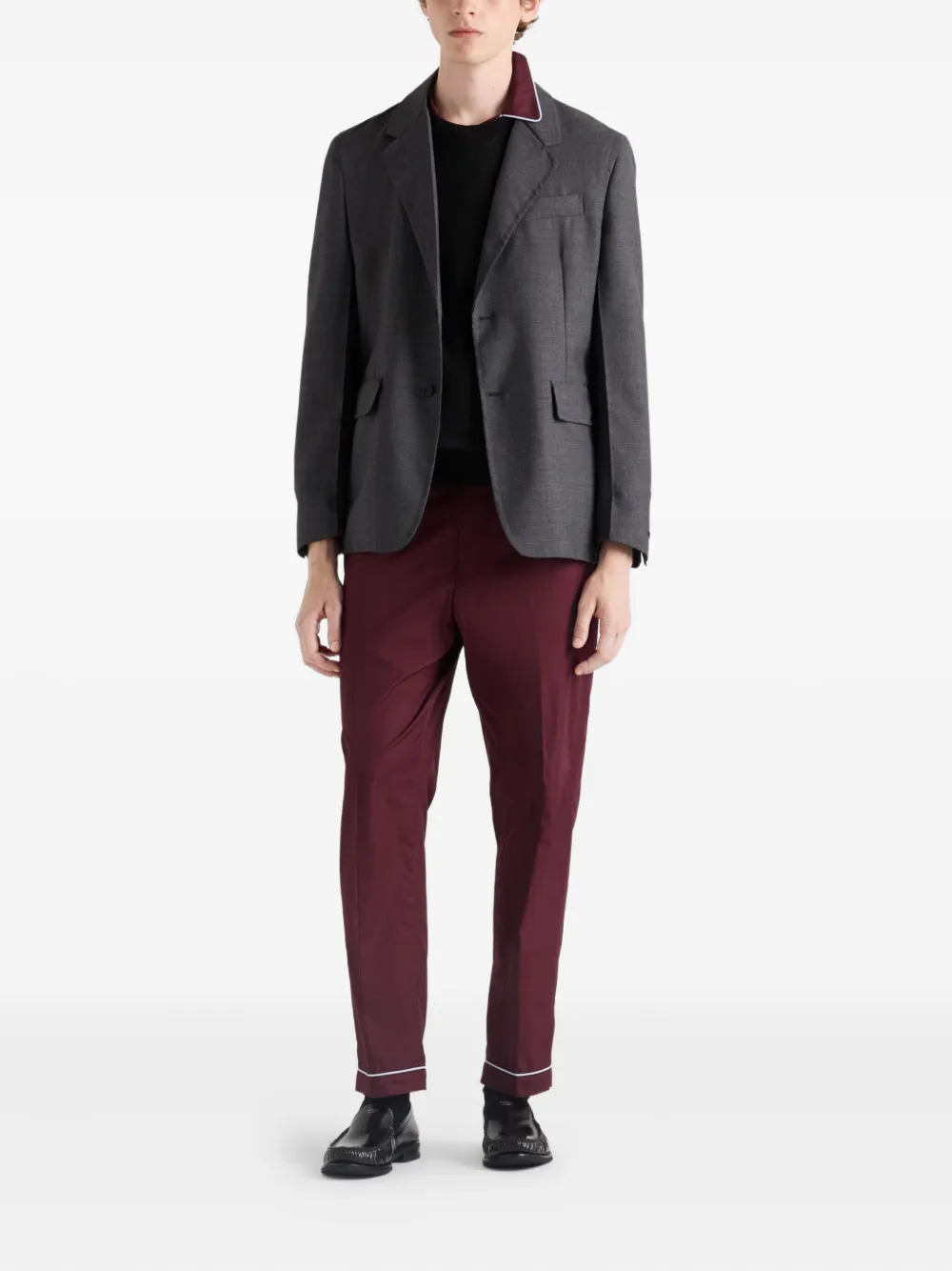 Prada piped-trim cotton trousers Rood