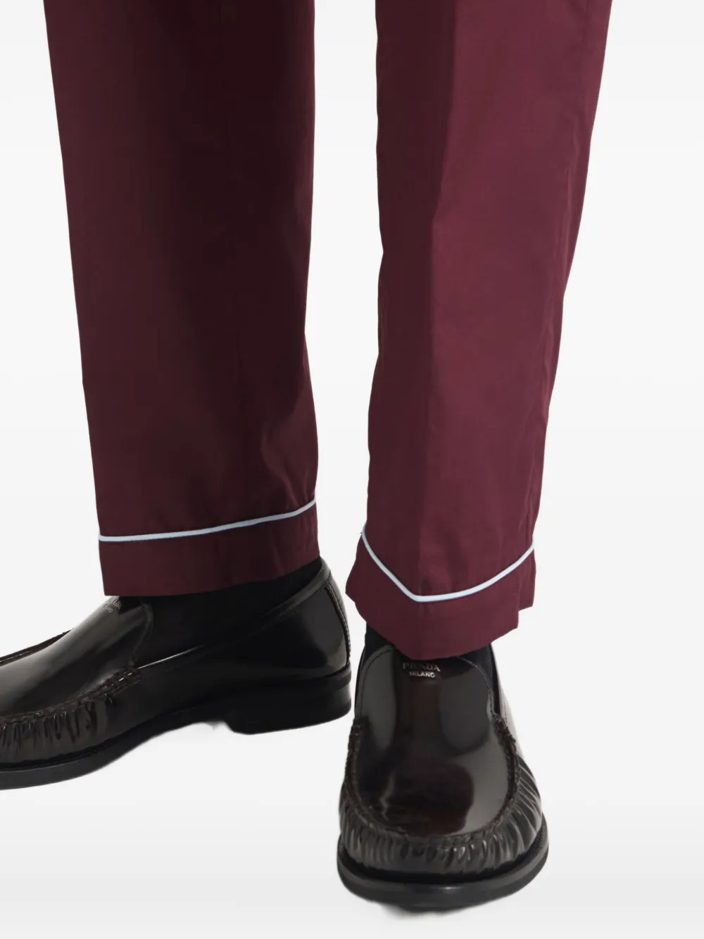 Prada piped-trim cotton trousers Rood