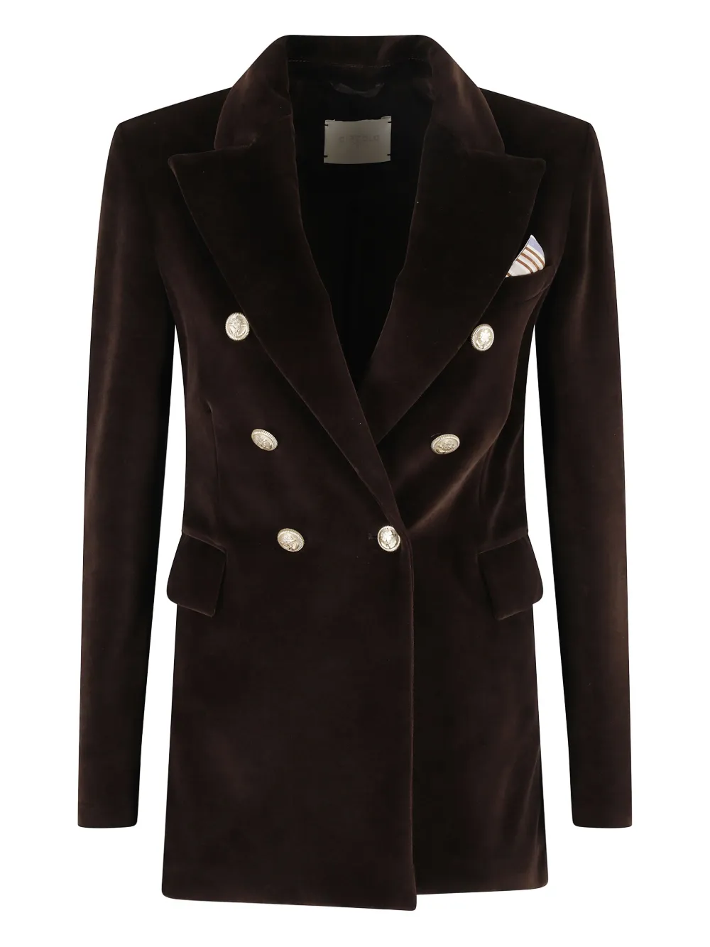 Circolo 1901 velvet double-breasted blazer | Brown | Image 1