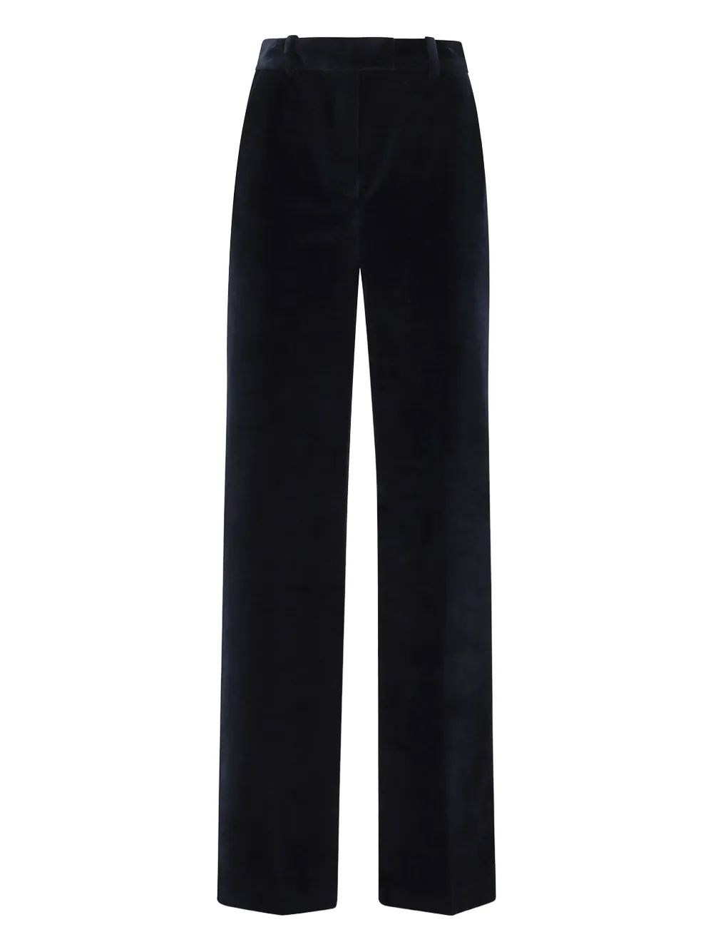 Circolo 1901 Navy Velvet Pants With Mid-rise Waist In Blue