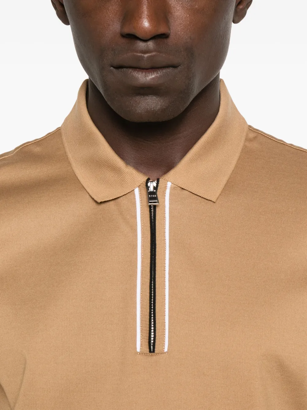 BOSS Poloshirt met rits Beige