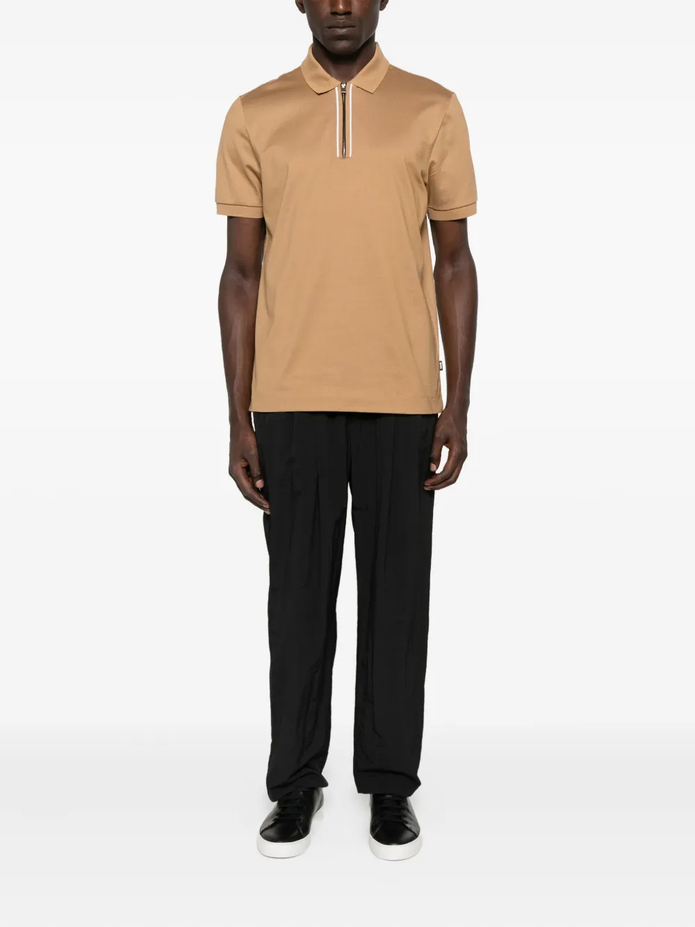 BOSS Poloshirt met rits - Beige