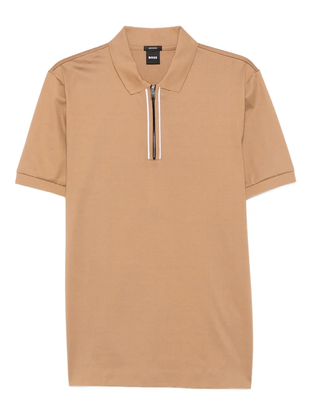 BOSS Poloshirt met rits Beige