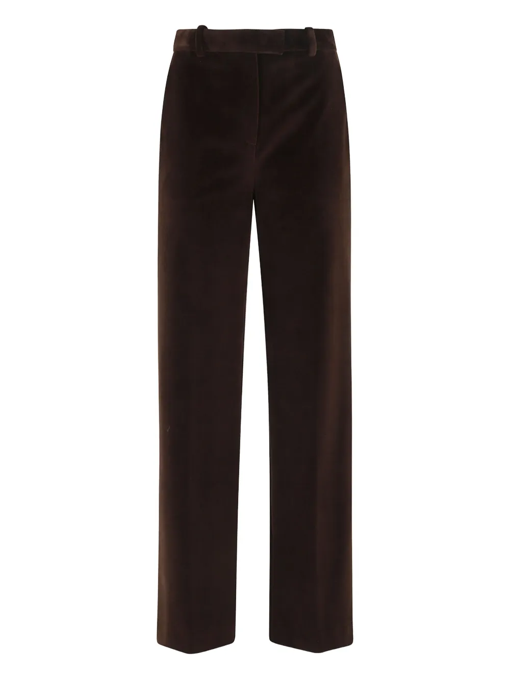 Circolo 1901 Brown Velvet Straight-leg Pants With Mid-rise Waist In Black