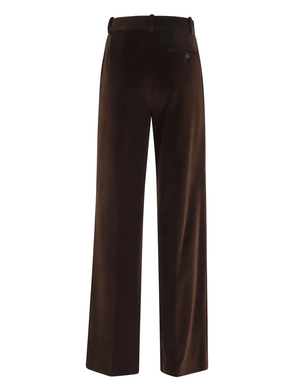 Circolo 1901 Brown Velvet Straight-leg Pants With Mid-rise Waist In Black