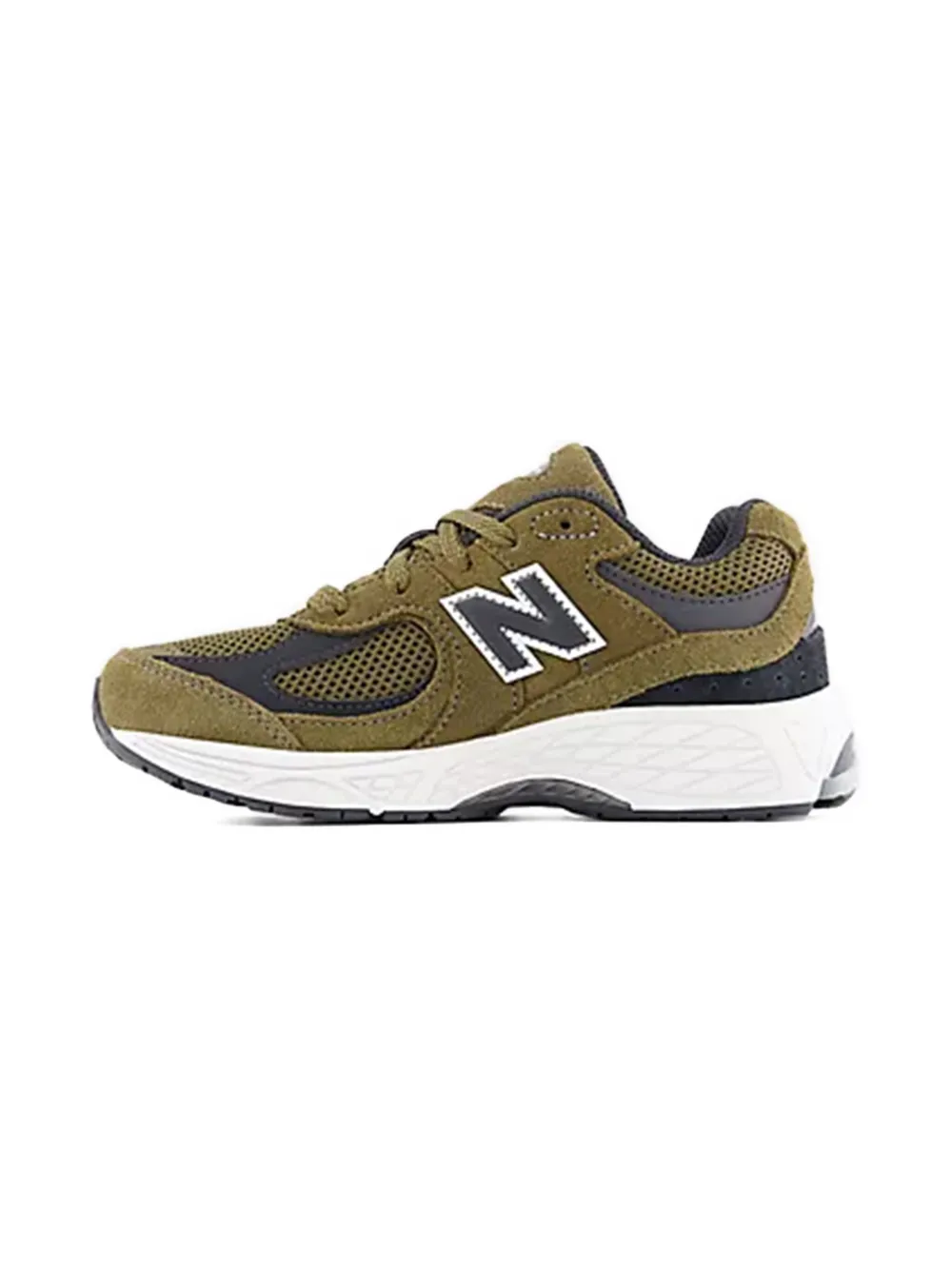 New Balance Kids 2002 mesh-panel leather sneakers Groen