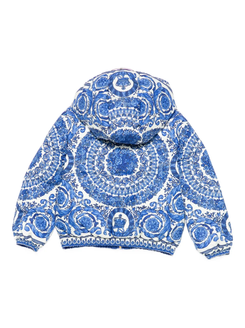 Versace Kids Jack met baroque-print en capuchon Beige