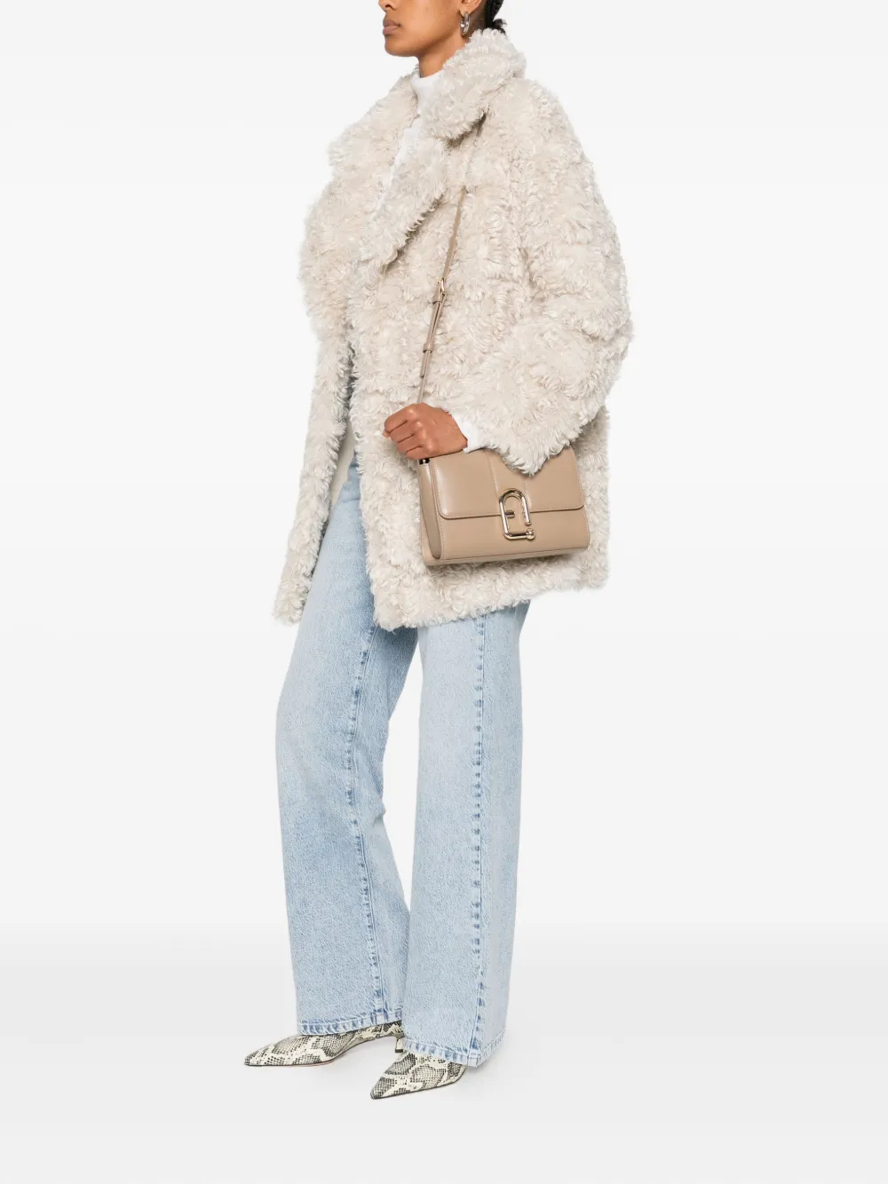 Furla Kleine Urban crossbodytas met gespdetail Beige