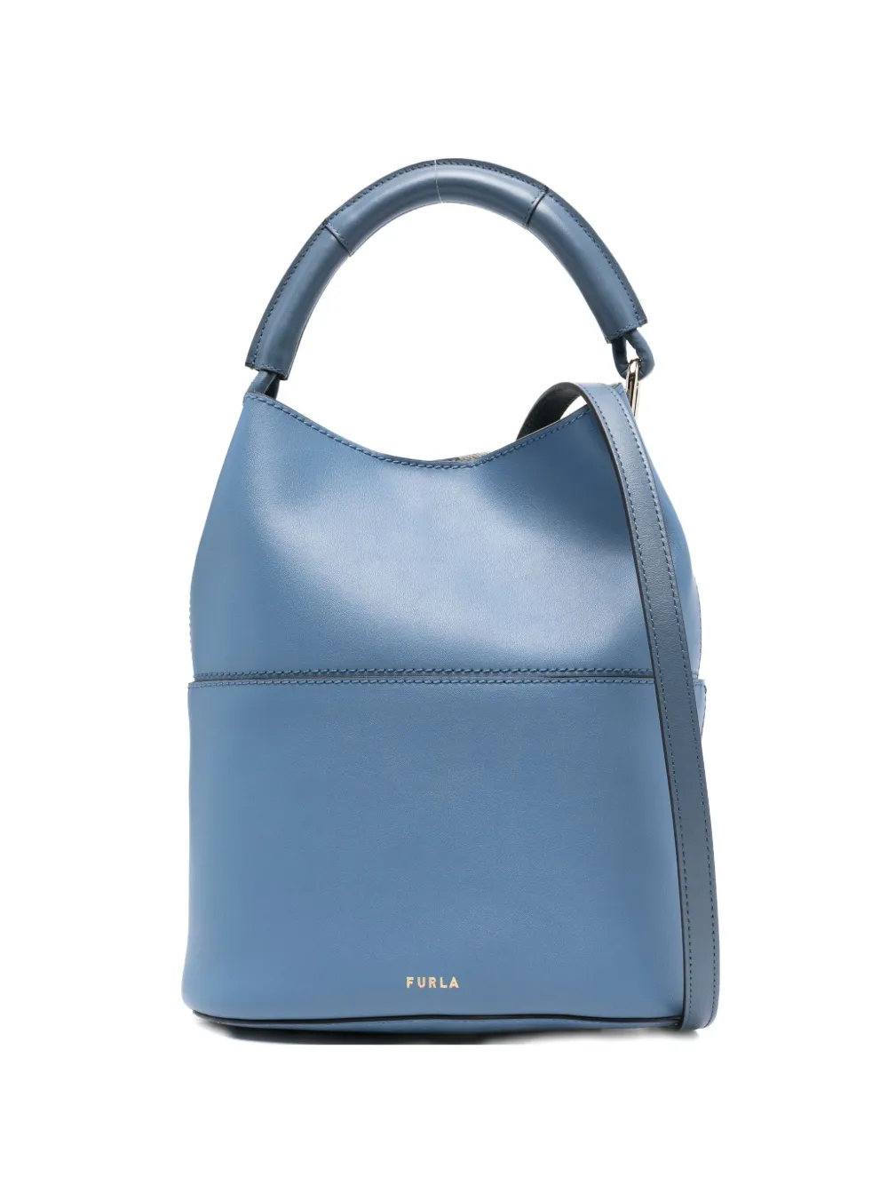 Furla Small Sfera Top-handle Leather Bucket Bag In Blue