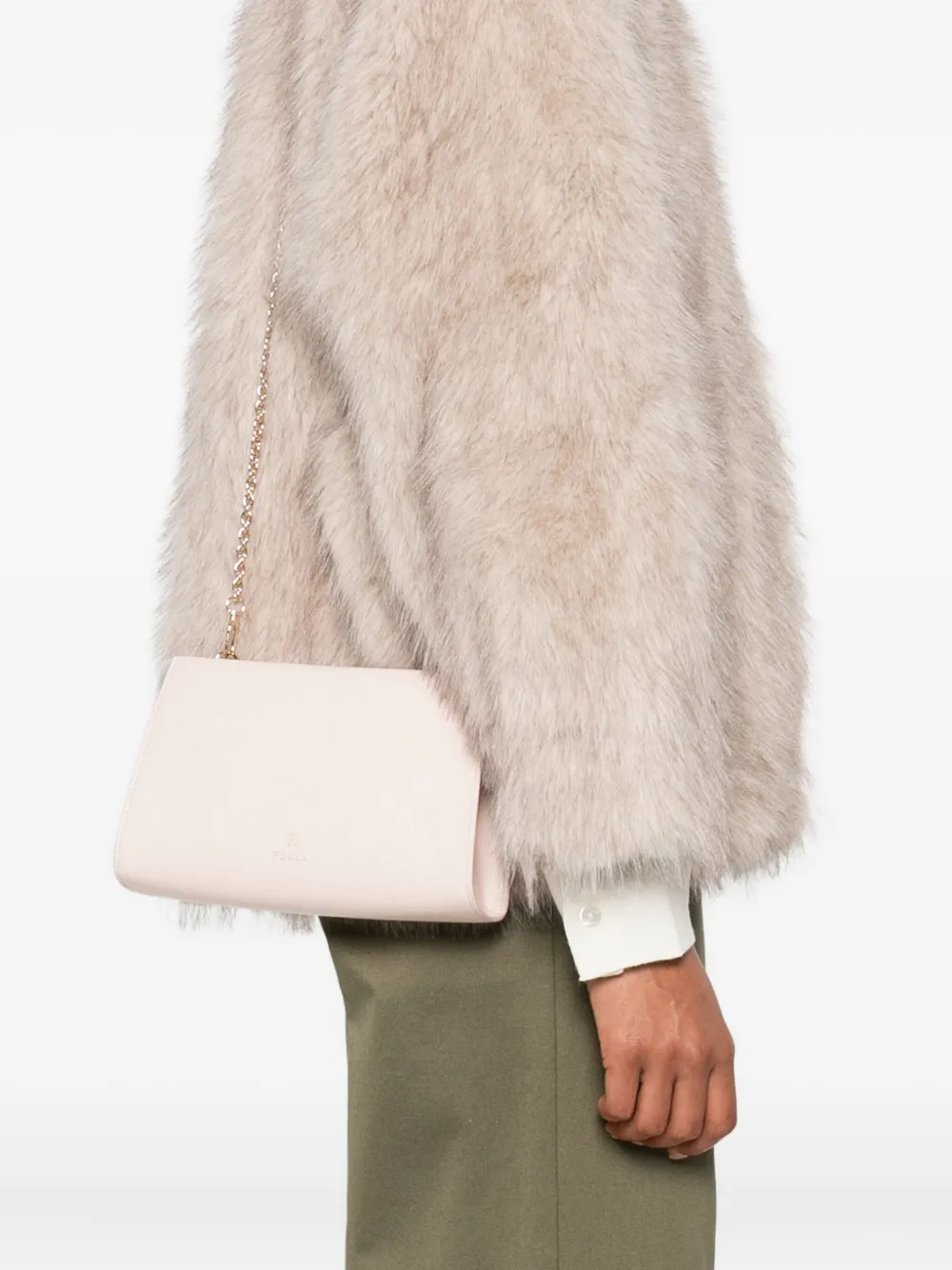 Furla Leren crossbodytas met kettinghengsel Roze
