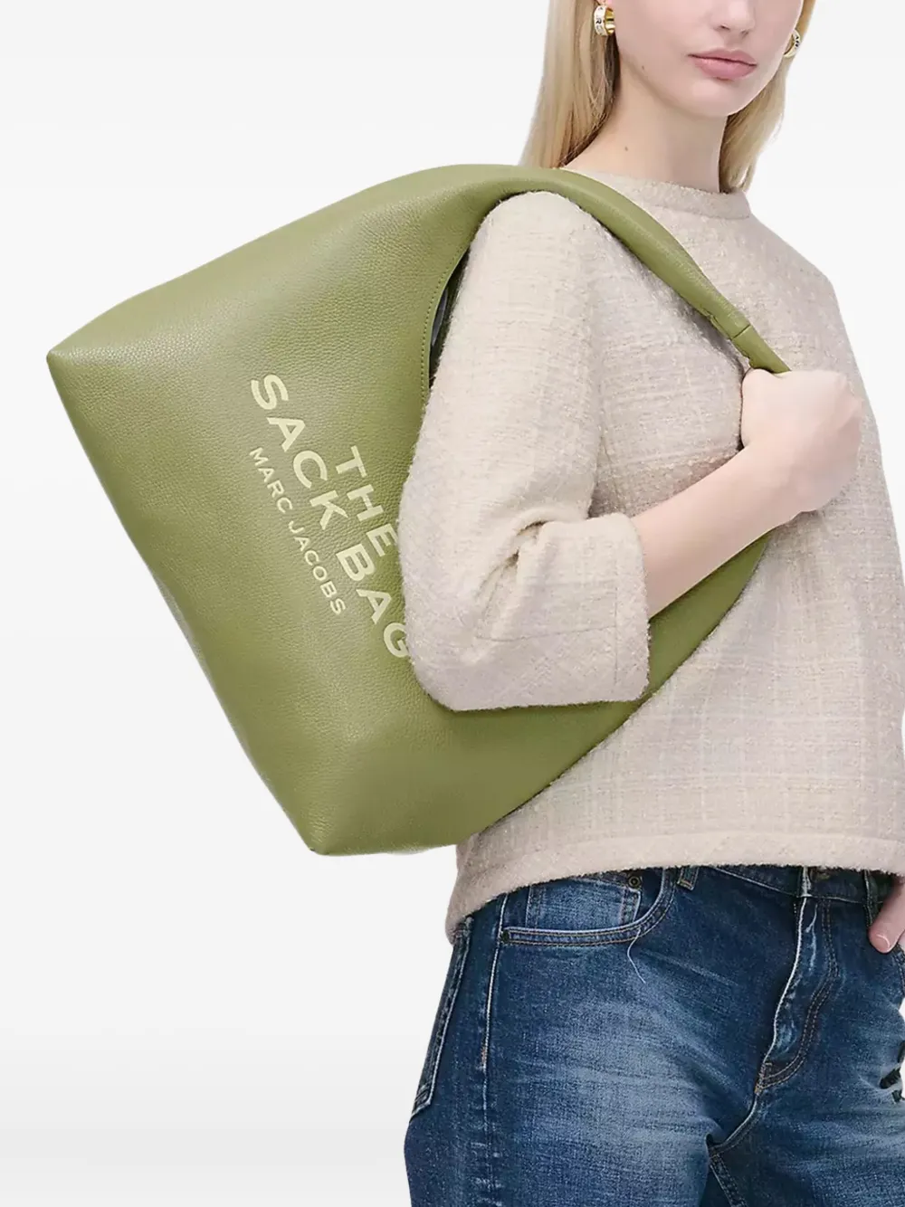 Marc Jacobs The Sack logo-plaque leather shoulder bag - Groen