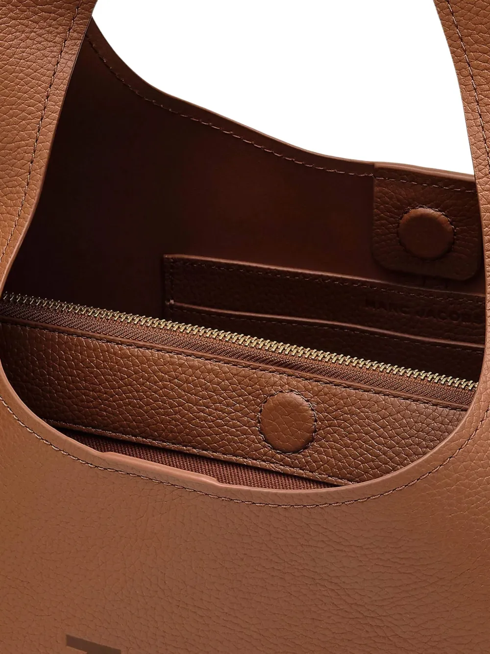 Marc Jacobs The Sack leren schoudertas met logo-reliëf Bruin