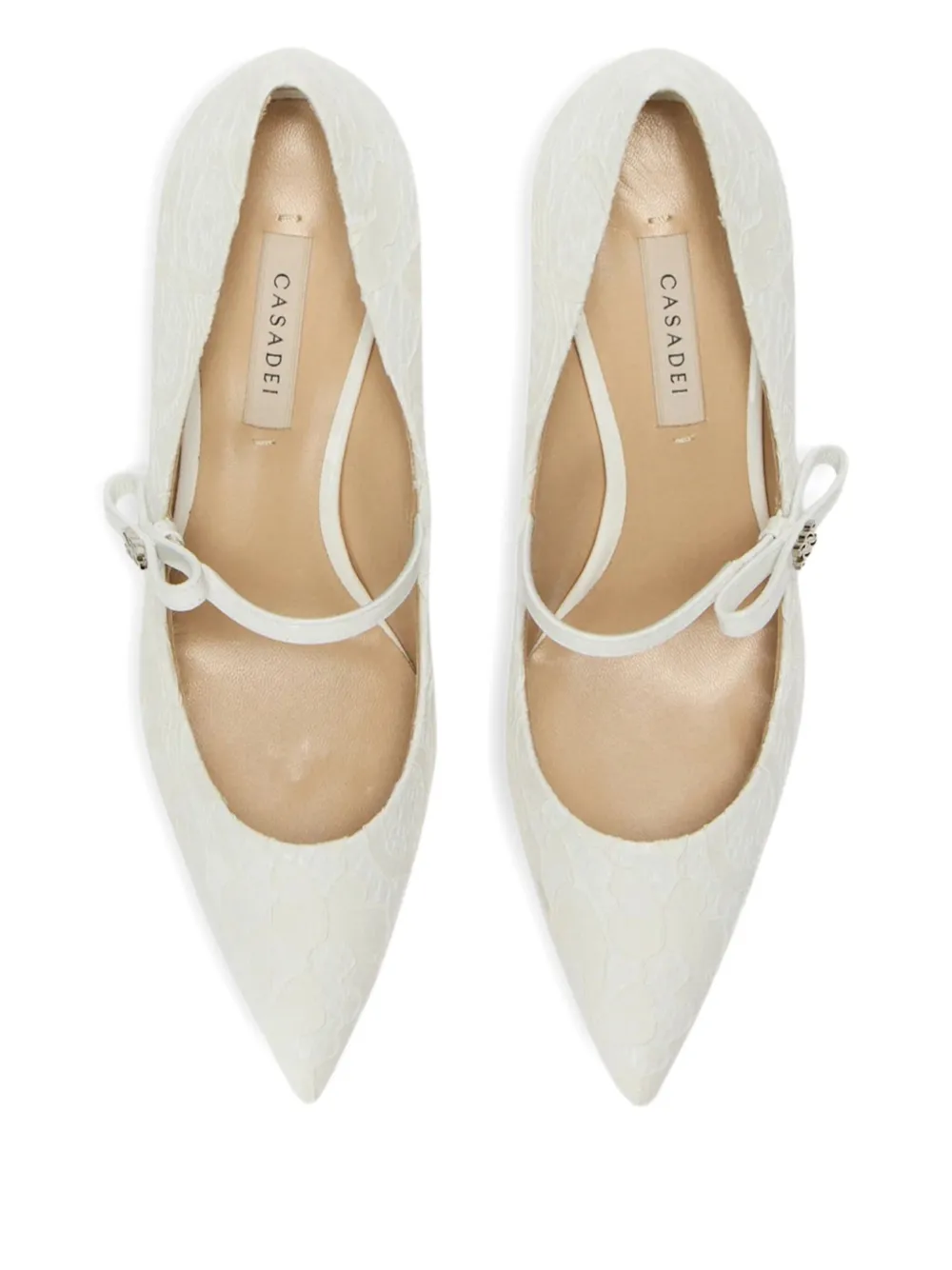 Casadei 80mm Julia Penny Liberty Pumps In White