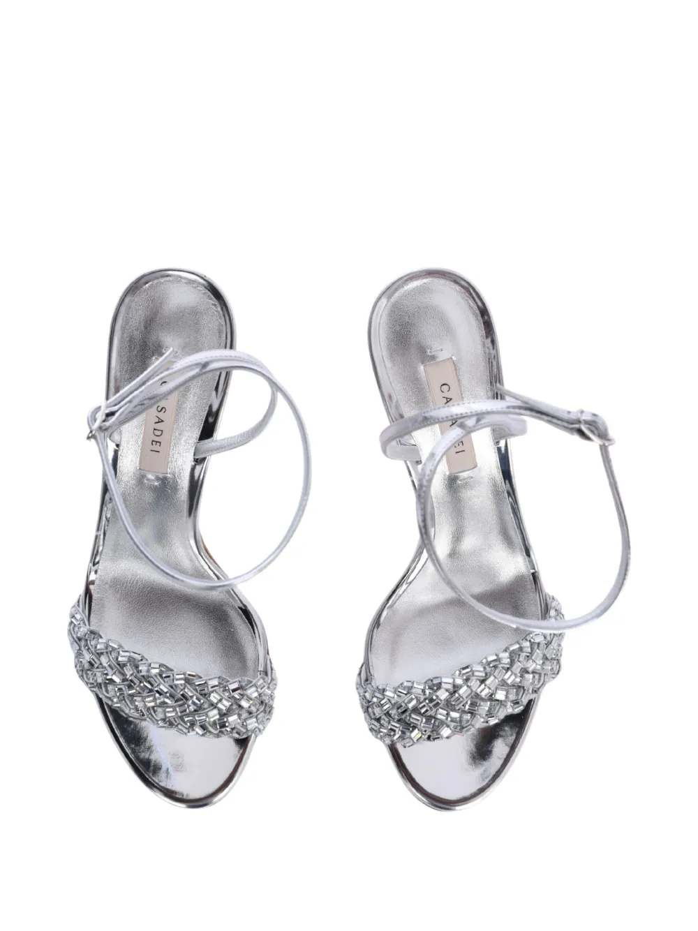 Casadei 80mm Julia Embellished Ankle-strap Sandals In Silver