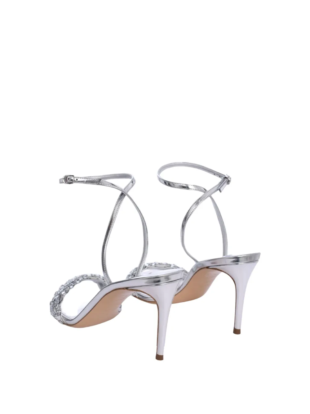 Casadei 80mm Julia Embellished Ankle-strap Sandals In Silver