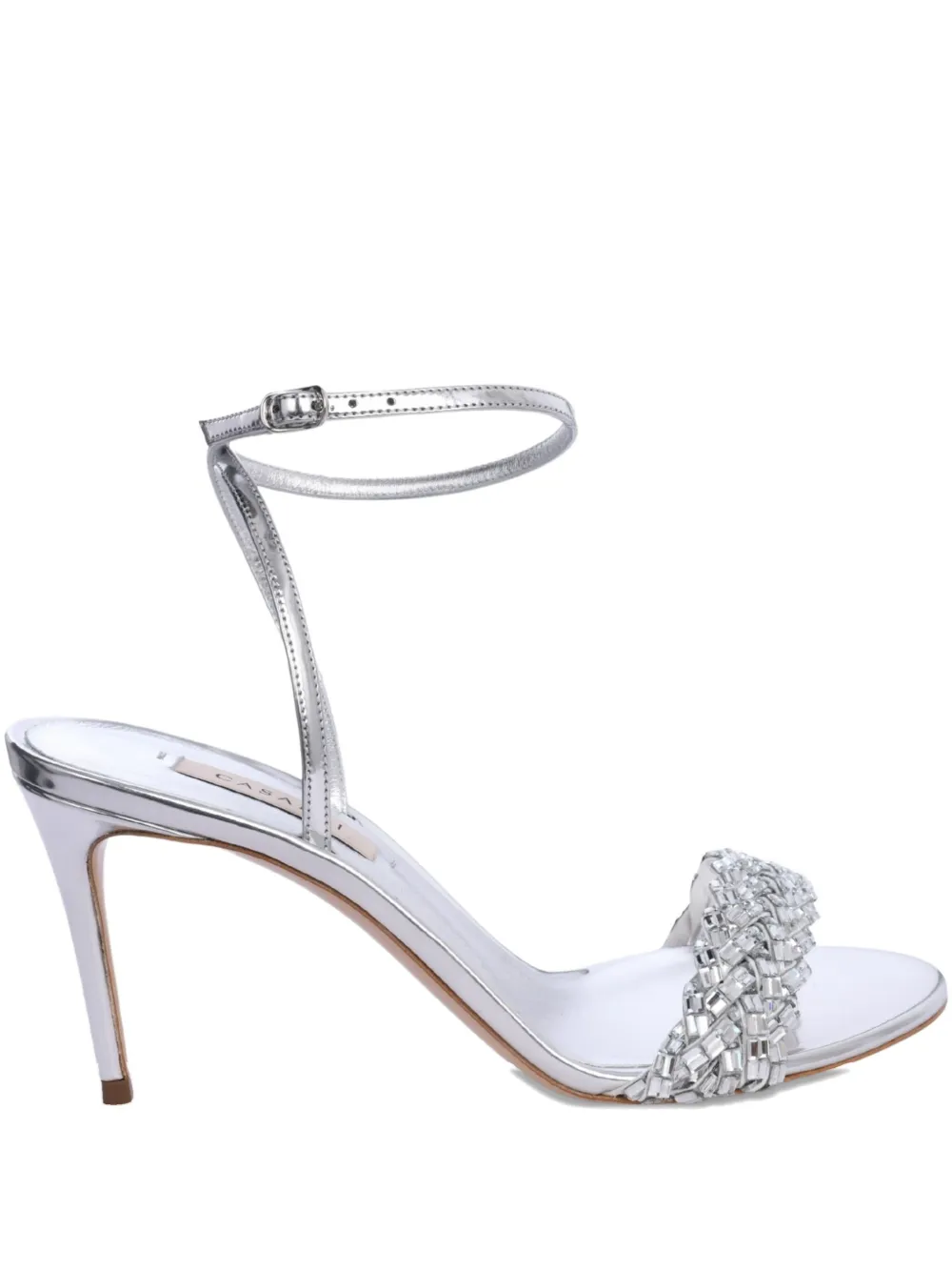Casadei 80mm Julia Embellished Ankle-strap Sandals In Silver