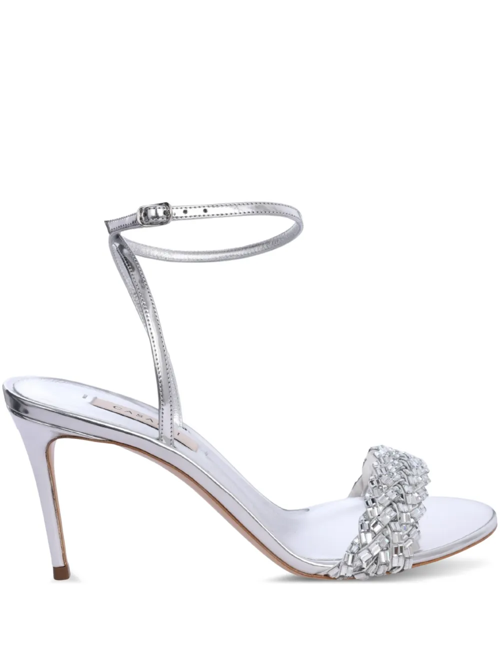 Casadei 80mm Julia embellished ankle-strap sandals Grey