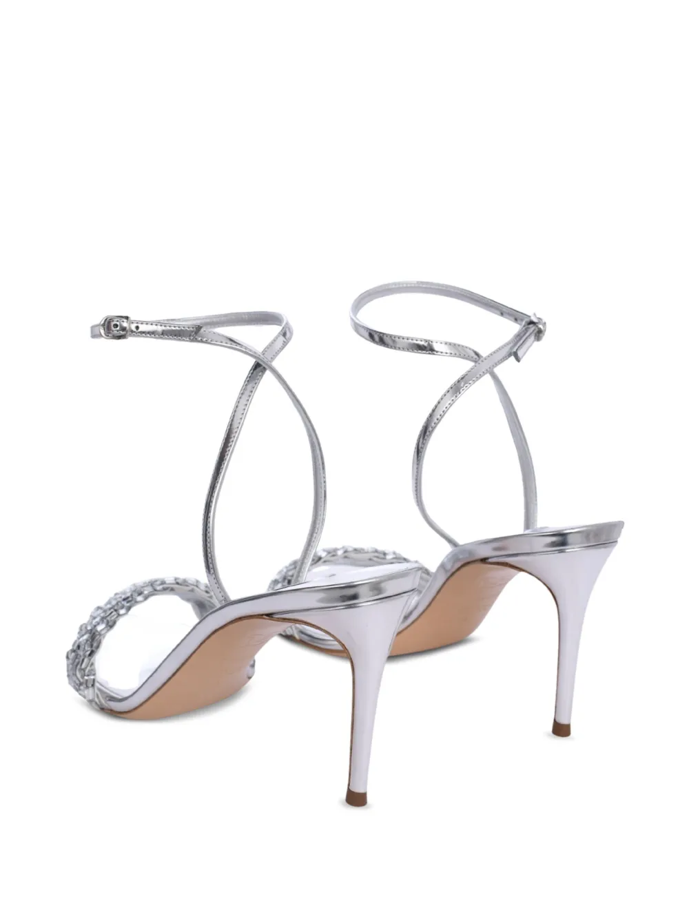 Casadei 80 mm Julia verfraaide sandalen met enkelbandje Grijs