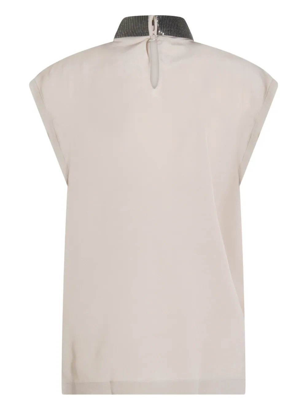 Brunello Cucinelli embellished high-neck top Beige