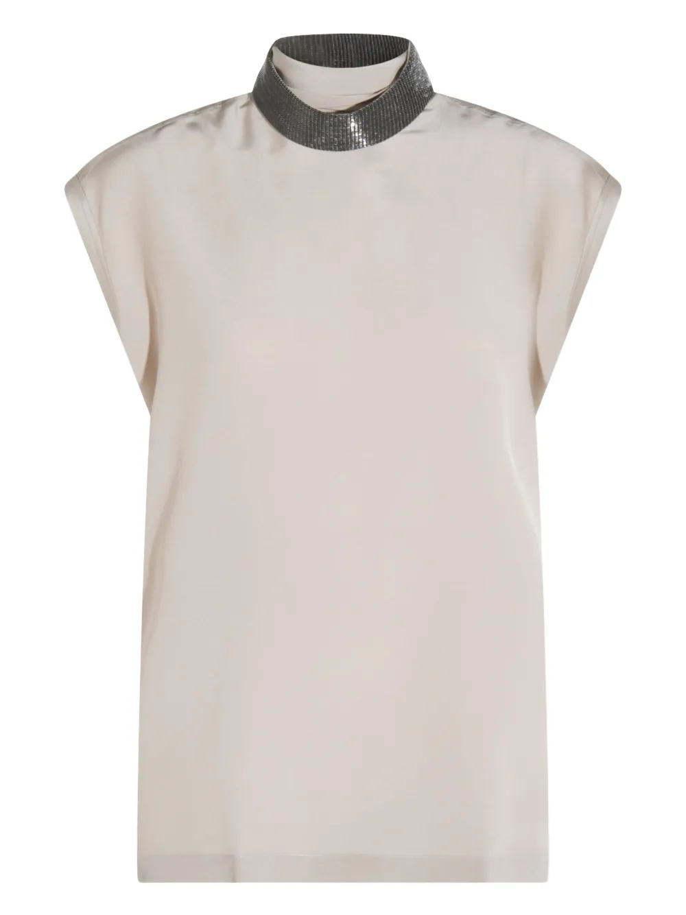 Brunello Cucinelli embellished high-neck top Beige