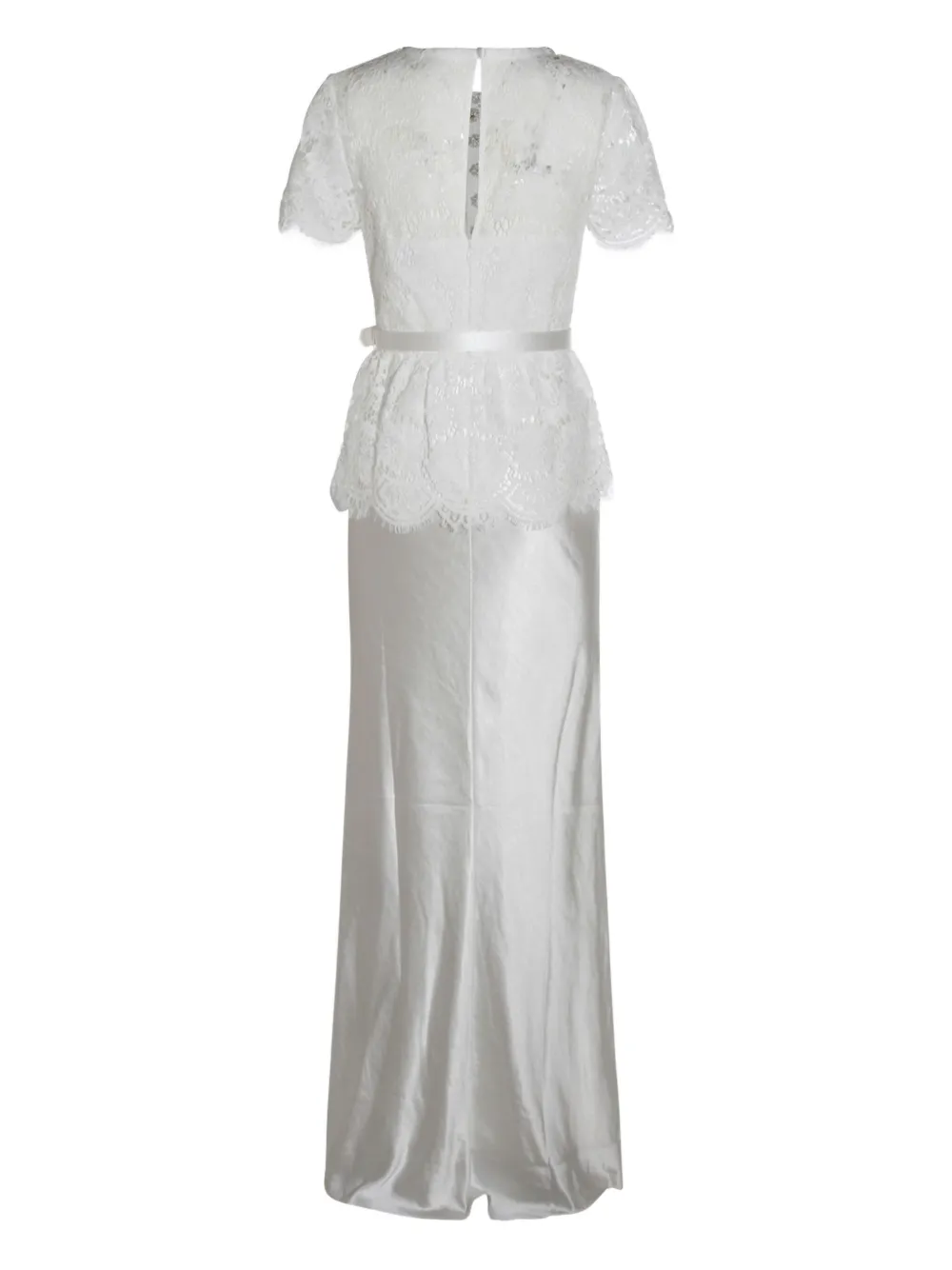 Self-Portrait embellished peplum lace maxi dress - Wit