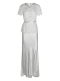 Self-Portrait embellished peplum lace maxi dress - White