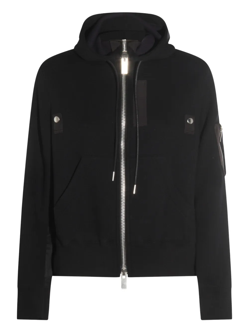 Sacai hooded zip-front jacket Zwart