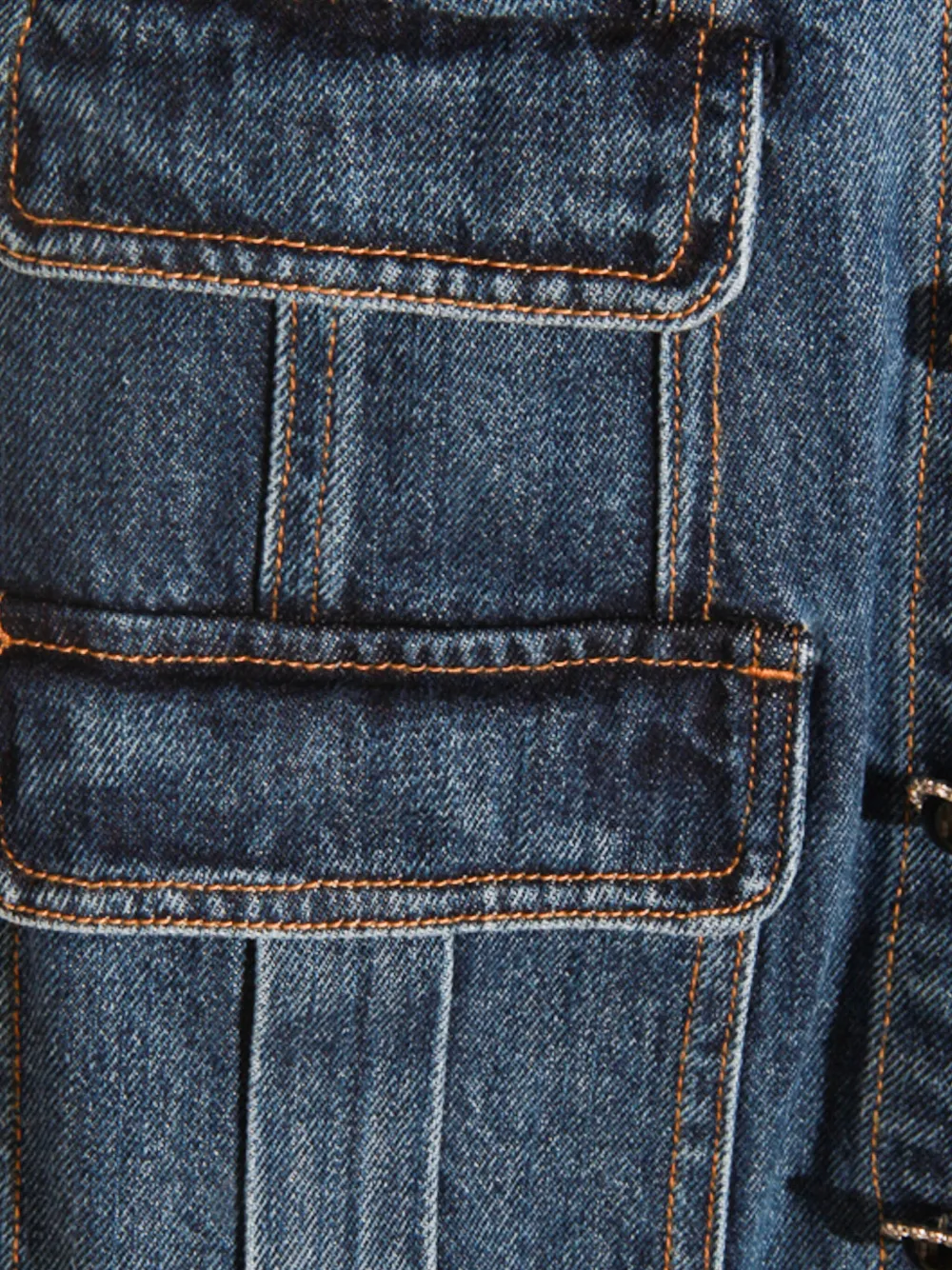 Self-Portrait embellished-pocket denim mini dress Blauw
