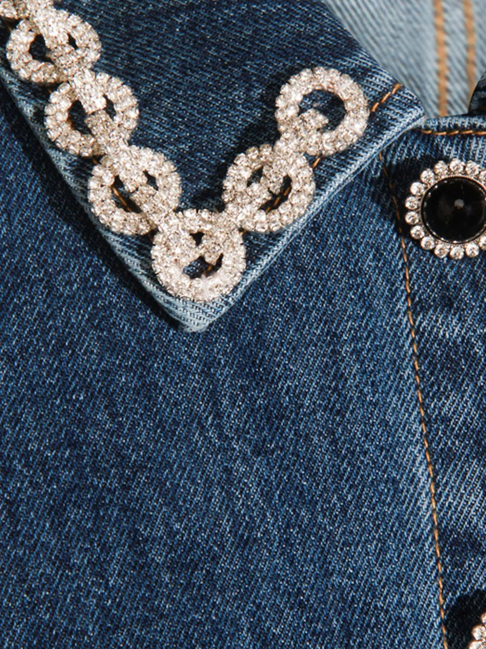 Self-Portrait embellished-pocket denim mini dress Blauw