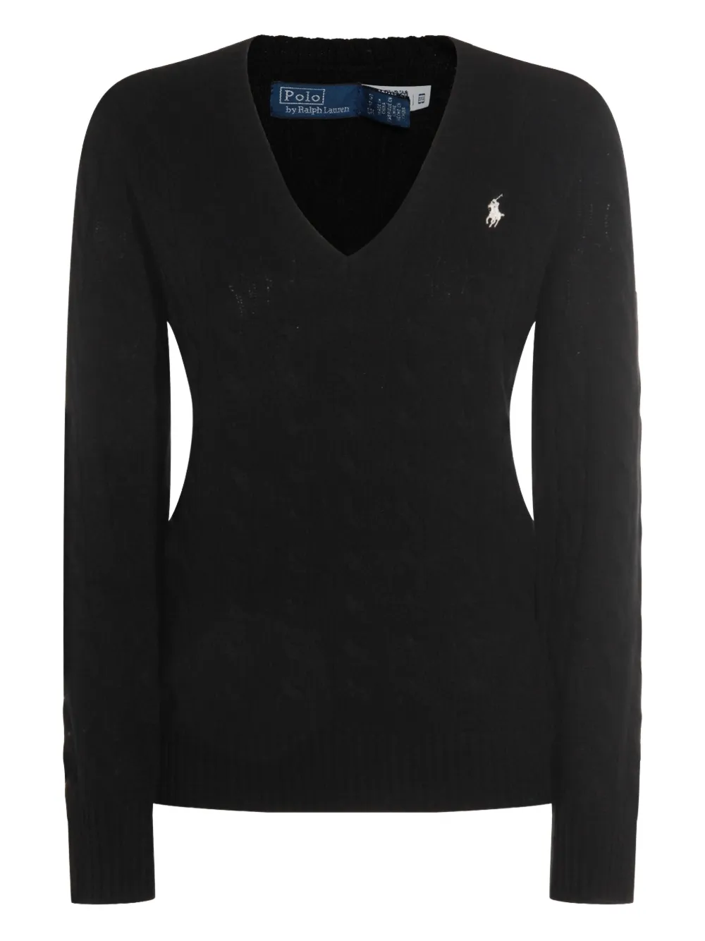 Polo Ralph Lauren cable-knit V-neck sweater Zwart