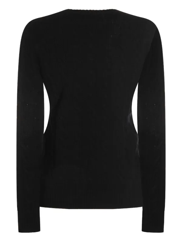Polo Ralph Lauren Suéter De Tricô Pesado Com Gola V | Preto