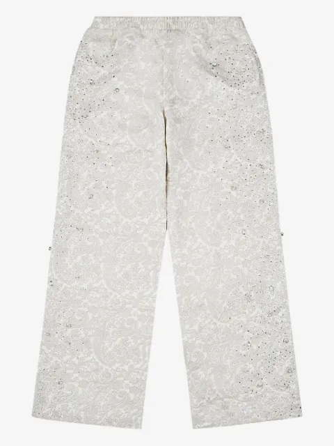 BIRTH OF ROYAL CHILD Cashew Blossom pärlprydda sweatpants i brokad