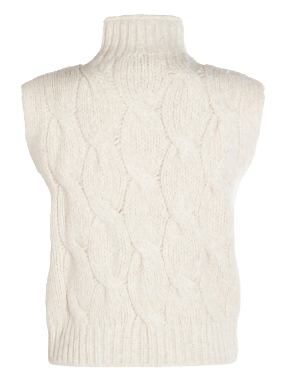 Eleventy cable-knit high-neck sleeveless vest Beige