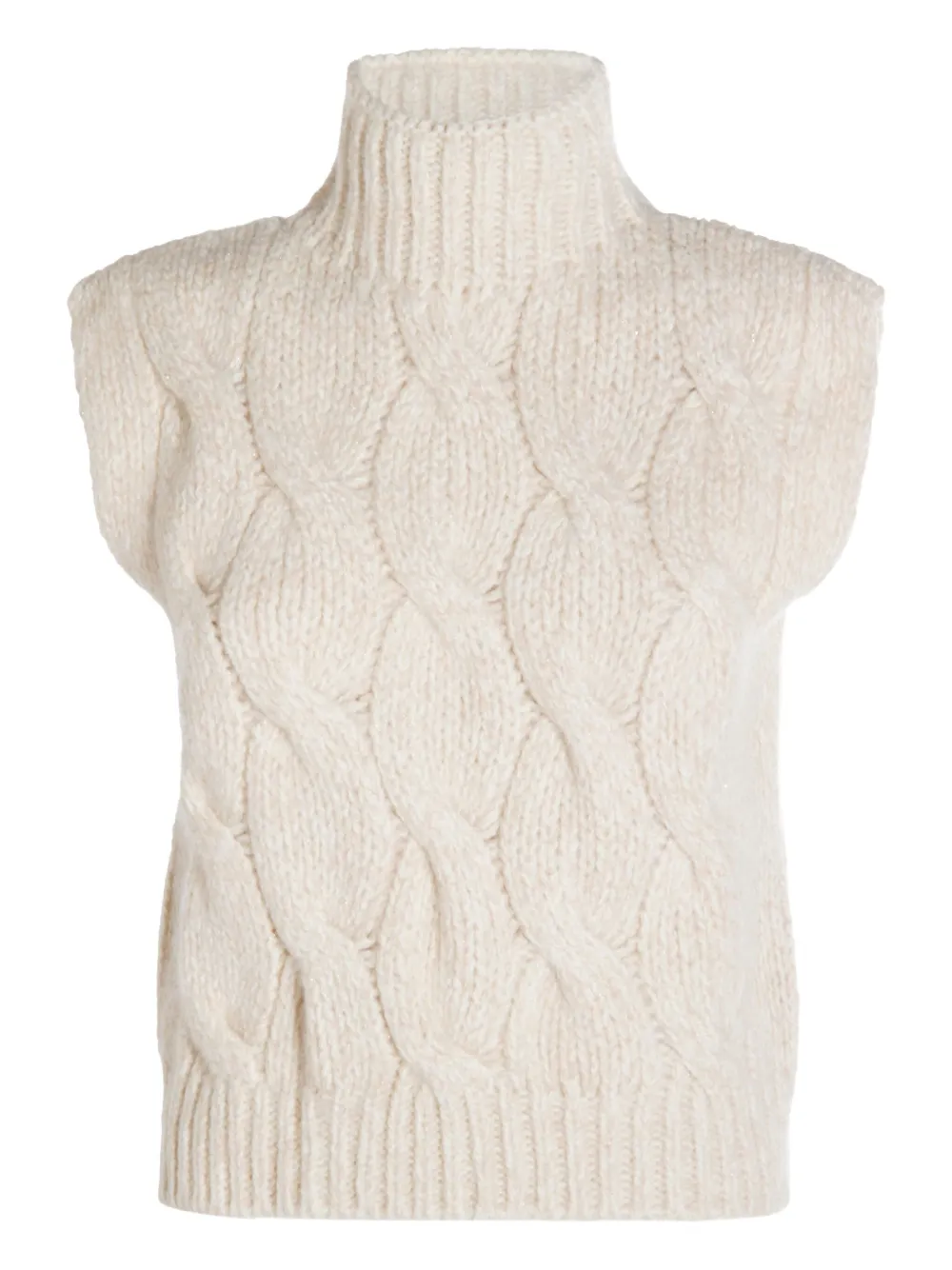 Eleventy cable-knit high-neck sleeveless vest Beige