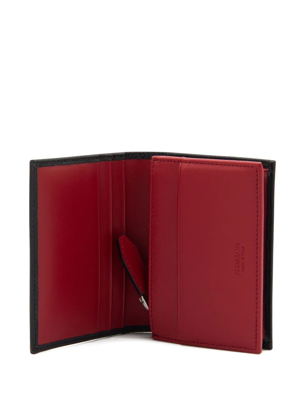 Ferragamo Gancini-embossed leather cardholder Zwart