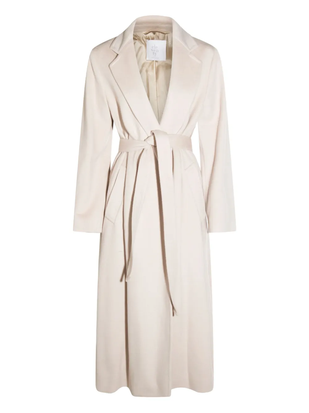 Eleventy belted single-breasted coat Beige