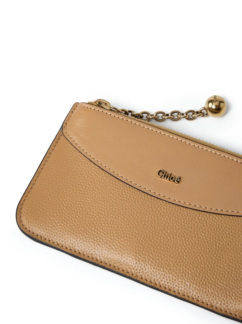 Chloé Zip-around Chain Wallet In Brown
