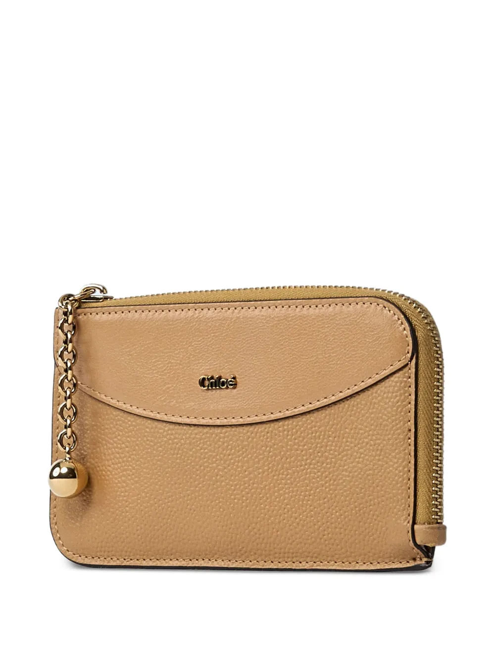 Chloé Zip-around Chain Wallet In Brown