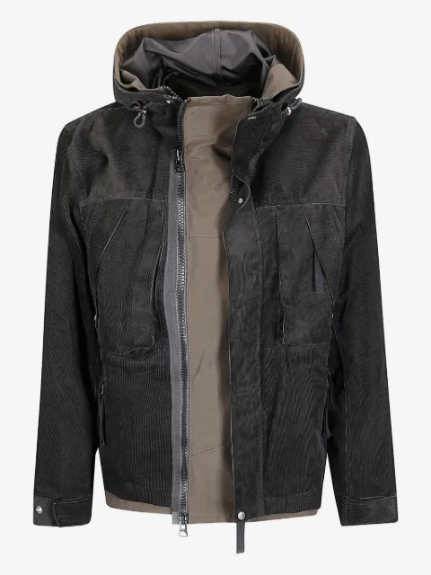 sacai Blusa de veludo cotelê com capuz