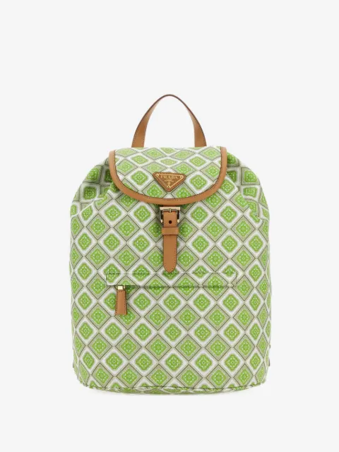 Prada mochila con estampado geométrico y cordones