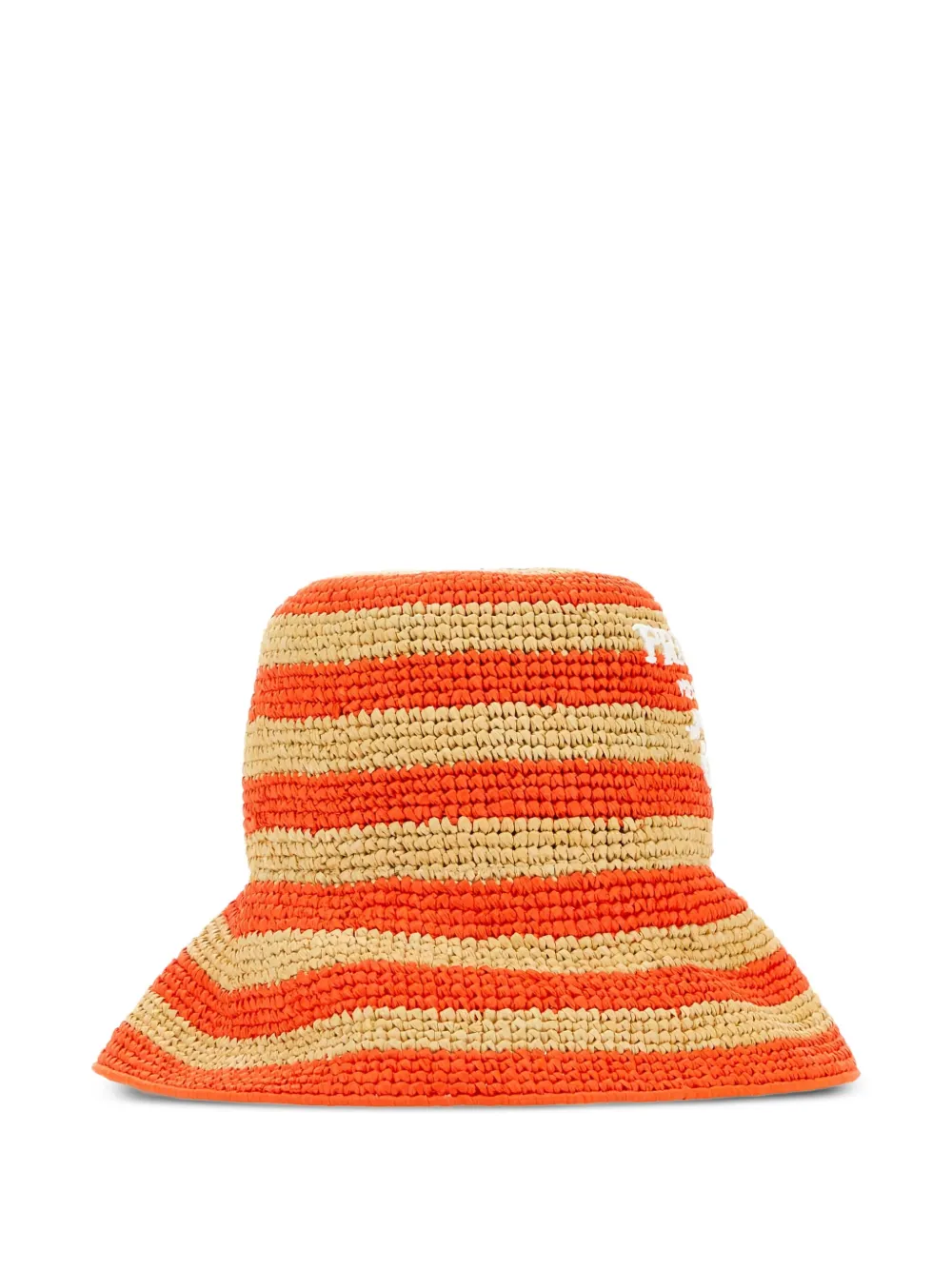 Prada striped raffia bucket hat Beige