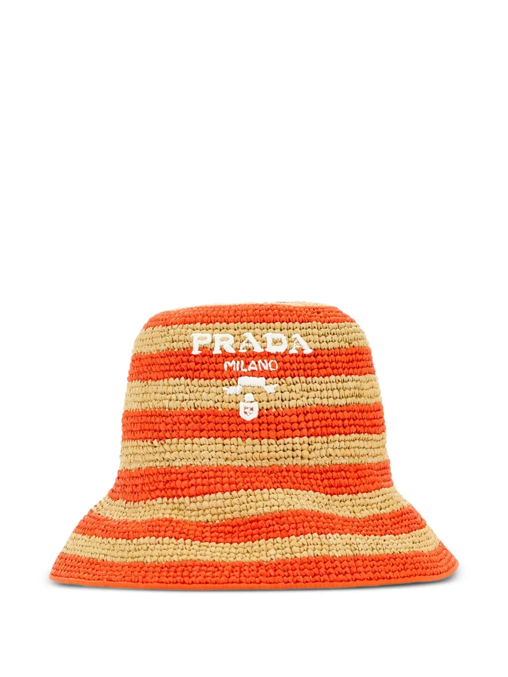 Prada striped raffia bucket hat Beige