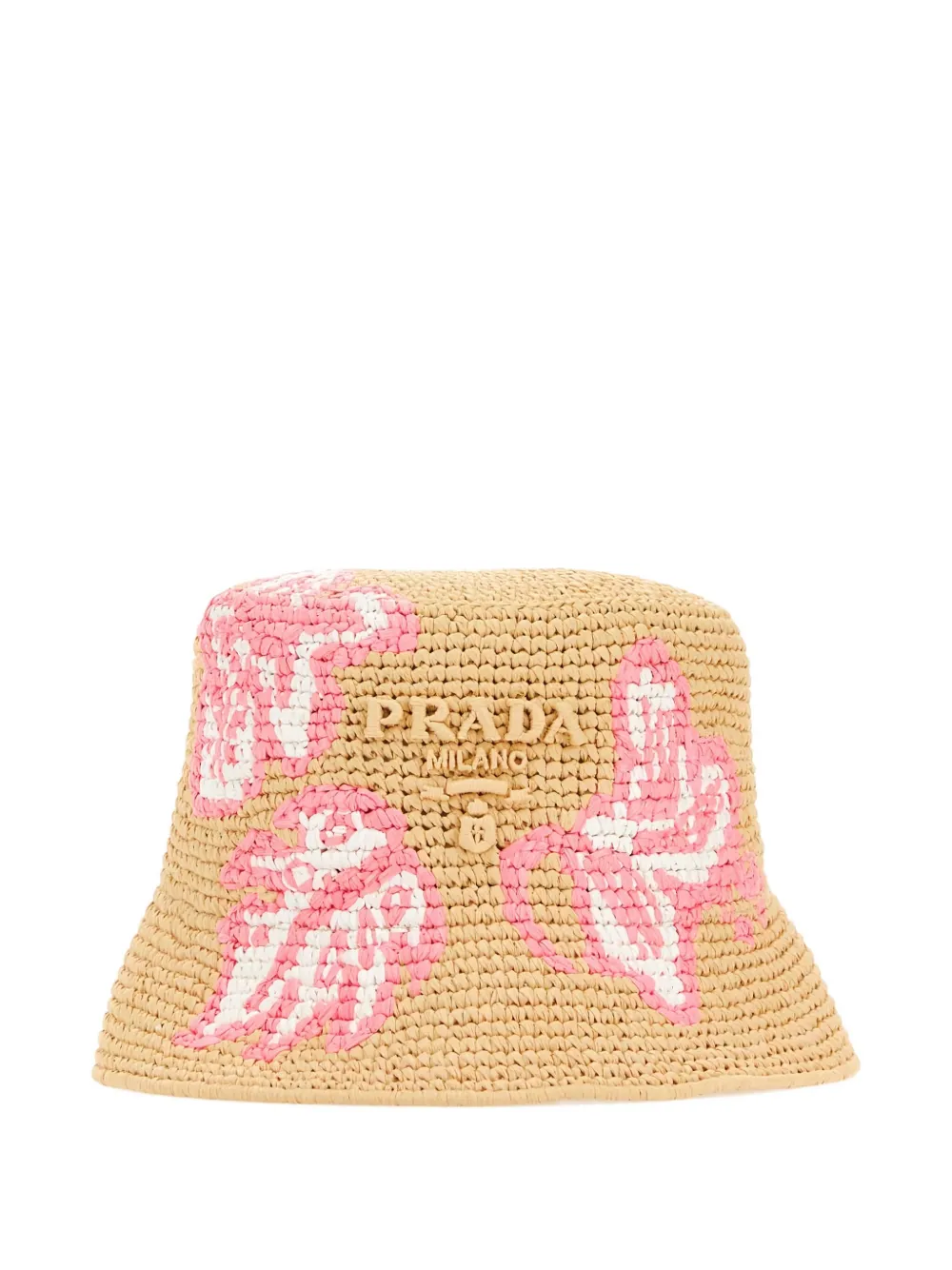 Prada crochet floral-embroidery bucket hat Beige