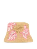 Prada crochet floral-embroidery bucket hat - Neutrals