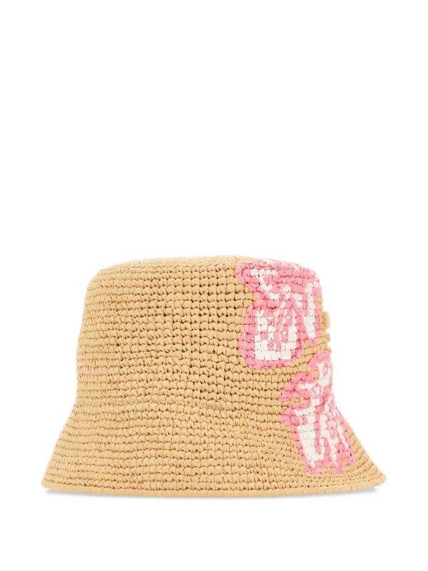 Prada Crochet floral-embroidery Bucket Hat | Neutrals  display picture 1